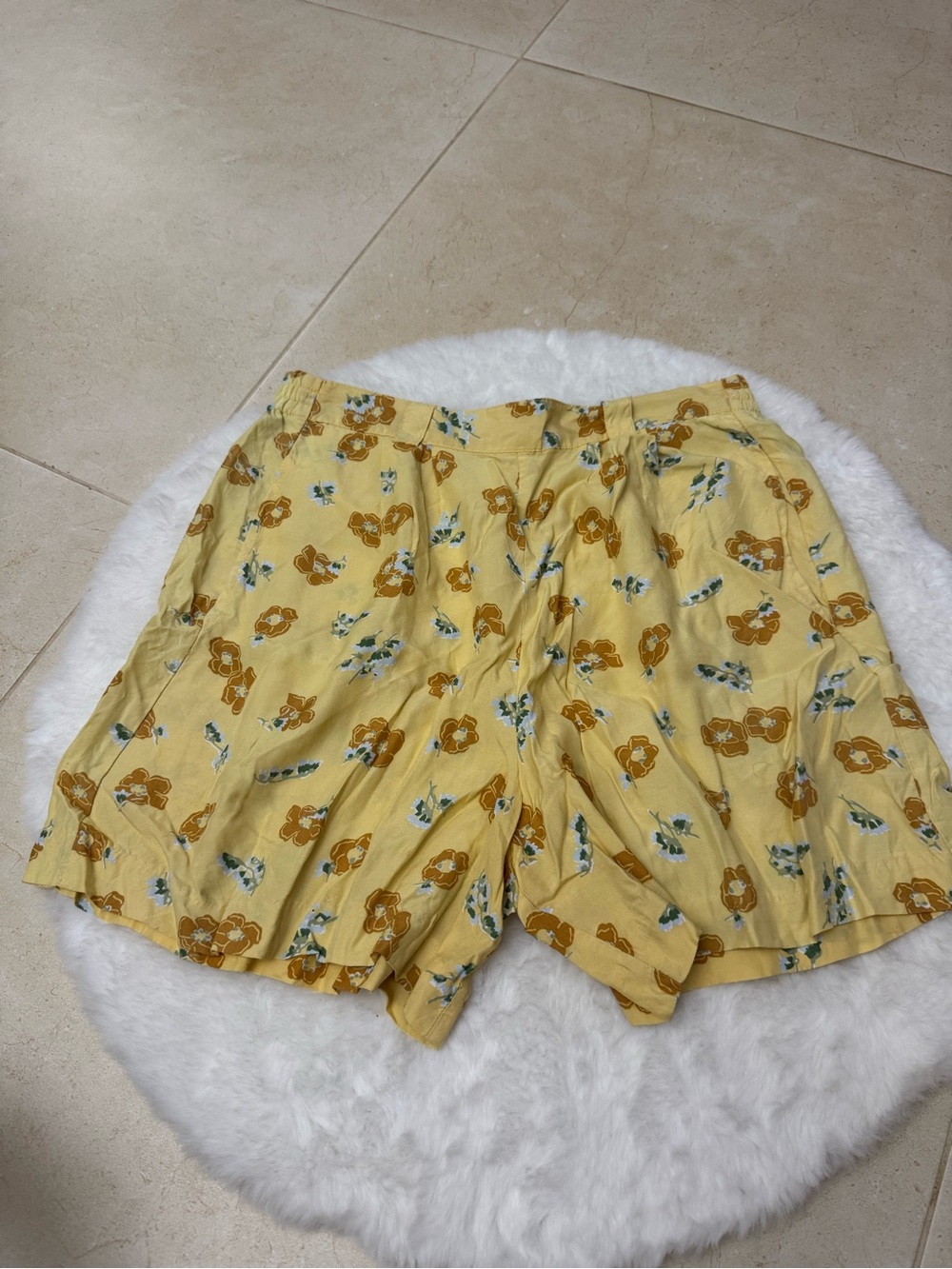 Espirit Vintage Yellow Floral High Waisted Shorts Size Small